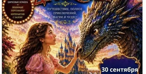 Афиша представления «Тайна волшебного дракона», которое члены профкома Марьиногорской ЦРБ посетили 30 сентября 2026 года